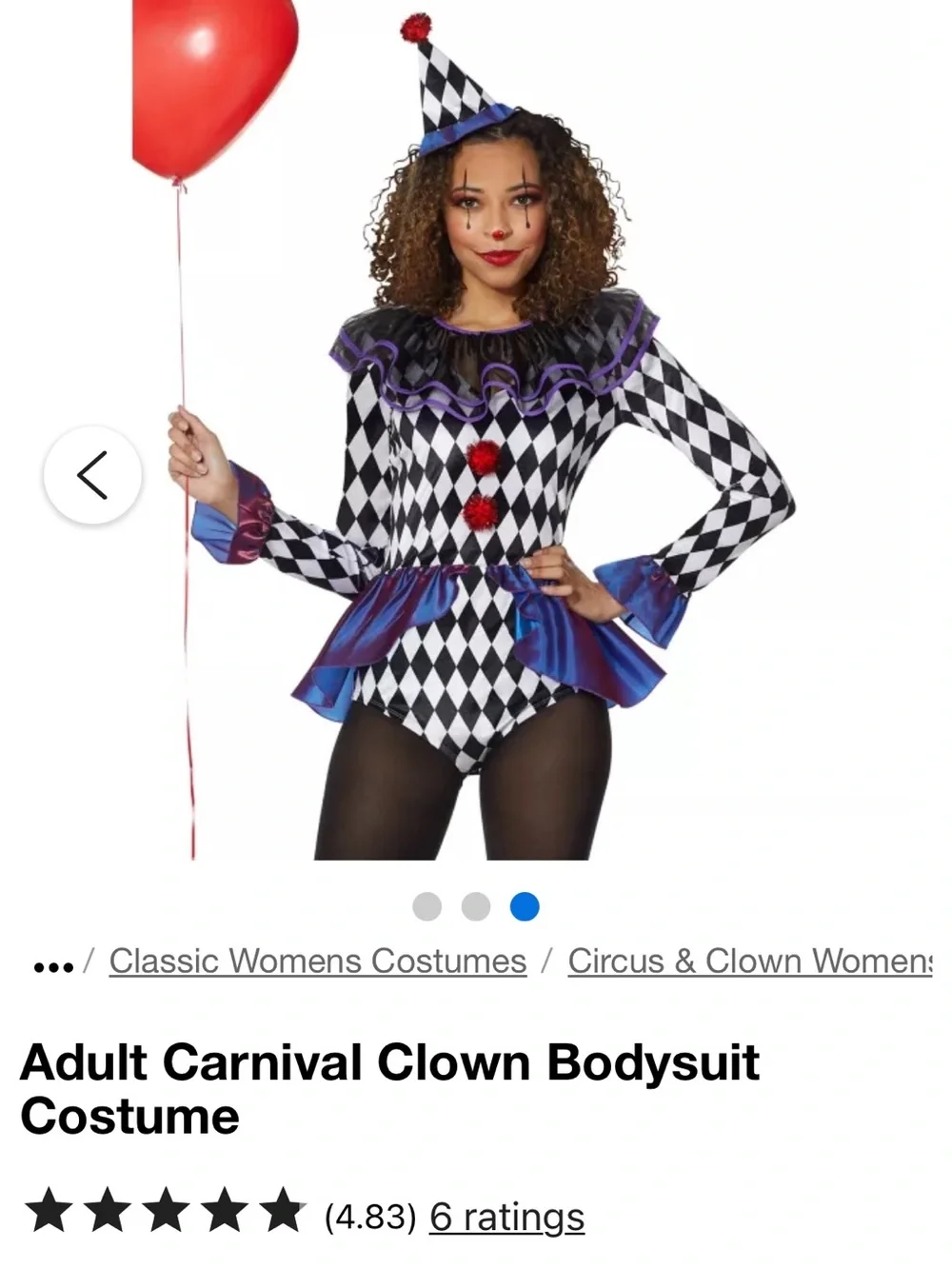Spirit Black and White Harlequin Jester Costume with Purple Trim - Picture 4 of 4